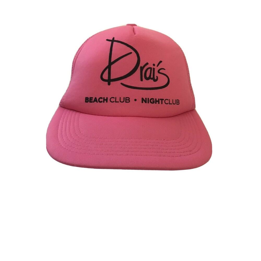 Pink Black Drai's Beach Night Club Mesh Back Adjustable SnapBack Baseball Cap